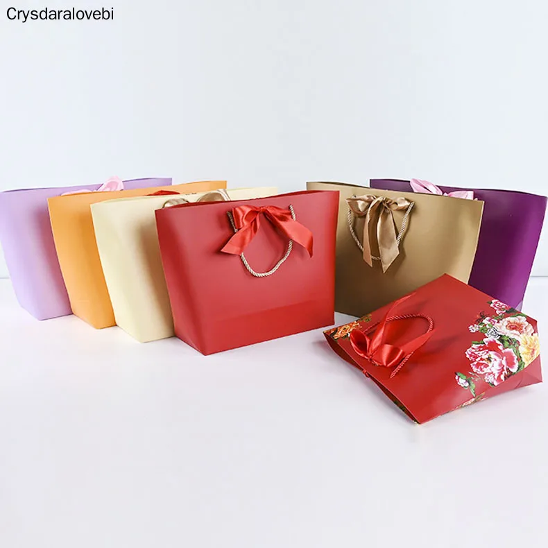 

10pcs Gift Box Packaging Gold Handle Paper Gift Bags Kraft Paper Wedding Favors for Guests Baby Shower Birthday Party Decoration