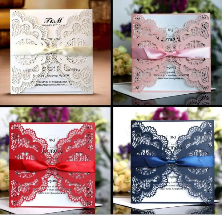 10 комплектов пригласительных открыток квадратные полые влюбленные птицы