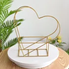 Ваза корзинка, вазы стенд Опора Горячая Распродажа Портативный в форме сердца Золотой металлический каркас железом стеляж свадебные подарки настольный горшок для растений
