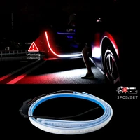 2pcs 2020 car door opening warning light welcome lights strip led strobe flashing anti rear end collision safety lamps red white
