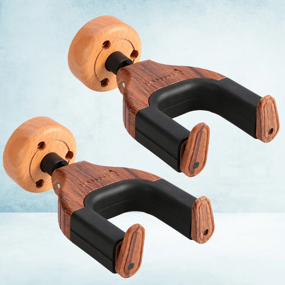

2Pcs Detachable Guitar Hangers Hook Holder Wood Metal Rubber Instrument Hangers Wall Stand (Random Color)