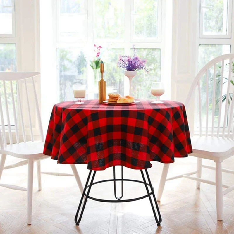 55 Inch Buffalo Plaid Round Tablecloth Checkered Table Cover for Wedding Kitchen Dinning Room | Дом и сад
