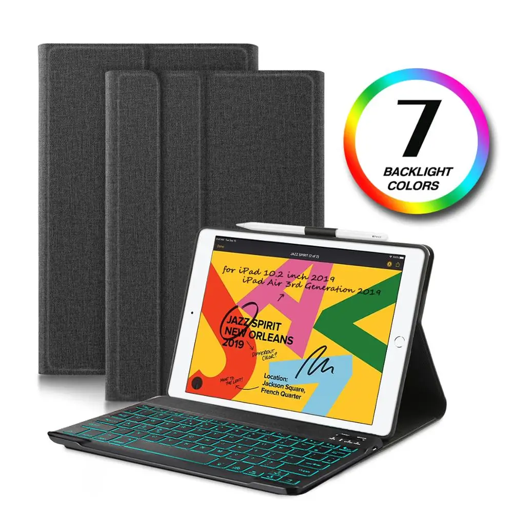 Новинка чехол с клавиатурой подсветкой для iPad 10 2 2019 7 го поколения Air 3rd дюйма AZERTY