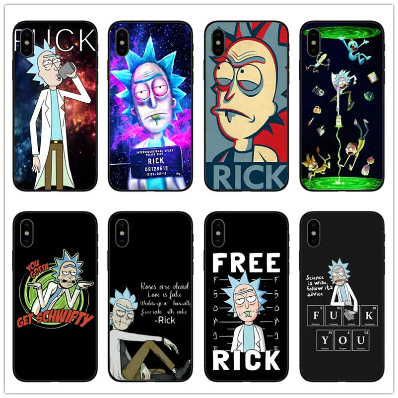 Легко забавные с юмором Рик Морти аниме Аватар чехол черный мягкий силиконовый