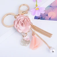 small fresh cloth flower key chain fashion romantic keychain car key ring female keyring women bag pendant exquisite ornaments