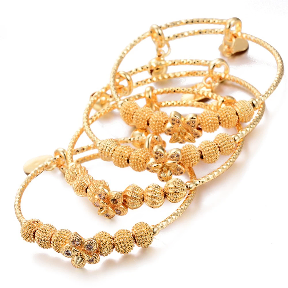 Wando 4 шт./лот детские браслеты золотого цвета Эфиопский детский изысканный