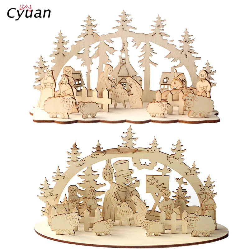 Cyuan DIY креативные рождественские поделки деревянные украшения для дома украшение