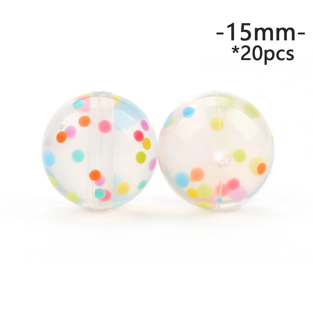 colorful gritty LOFCA 15mm 20pcs/lot Silicone Loose Beads Safe Teether Round Baby Teething Beads DIY Chewable Colorful Teething For Infant - Цвет: colorful gritty