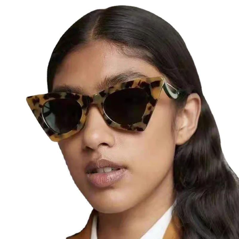 

Солнцезащитные очки «кошачий глаз» женские, винтажные брендовые дизайнерские цветные очки для женщин, пикантные Маленькие искусственные о...