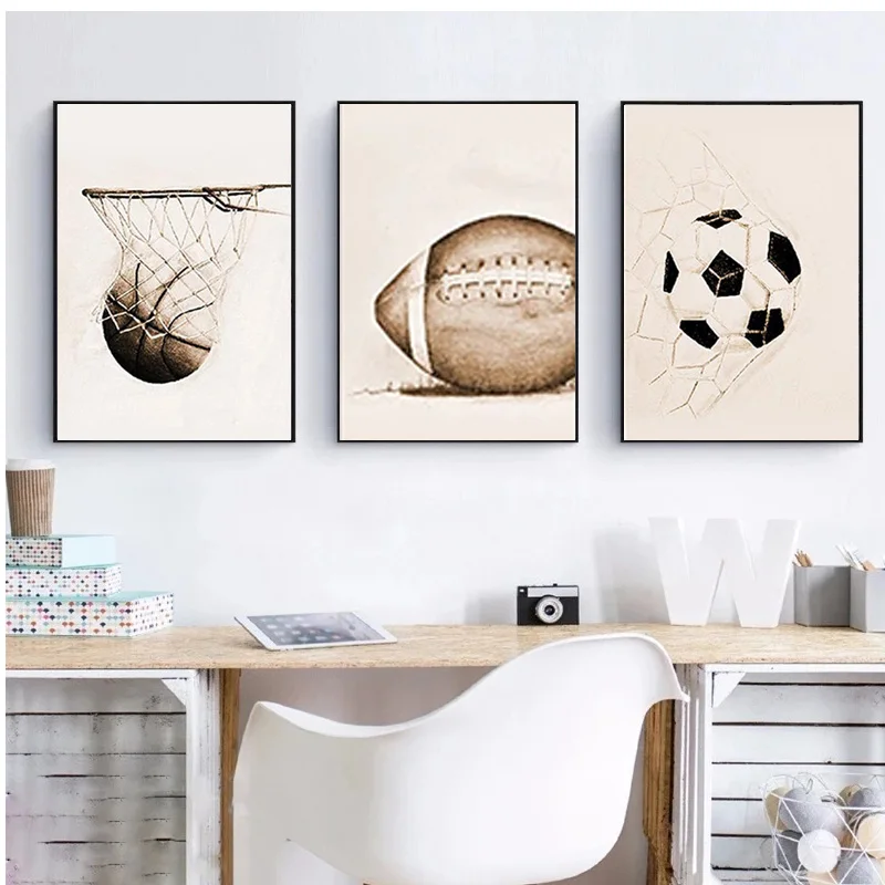 Модный спортивный постер с изображением футбольного баскетбола бейсбольная
