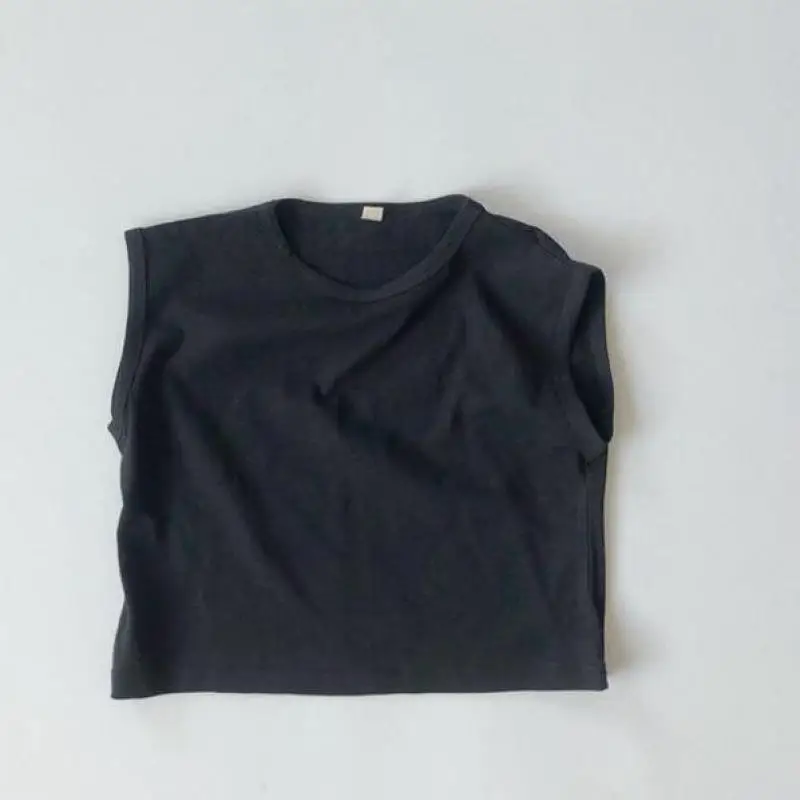 

Summer New Toddler Baby Boy Girl Fashion Solid Cotton Sleeveless Drop Shoulder T-shirt Kid Casual Thin O-neck Tops