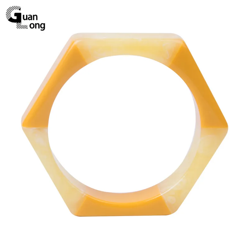 Цветные модные акриловые браслеты GuanLong в стиле ретро женские широкие из смолы