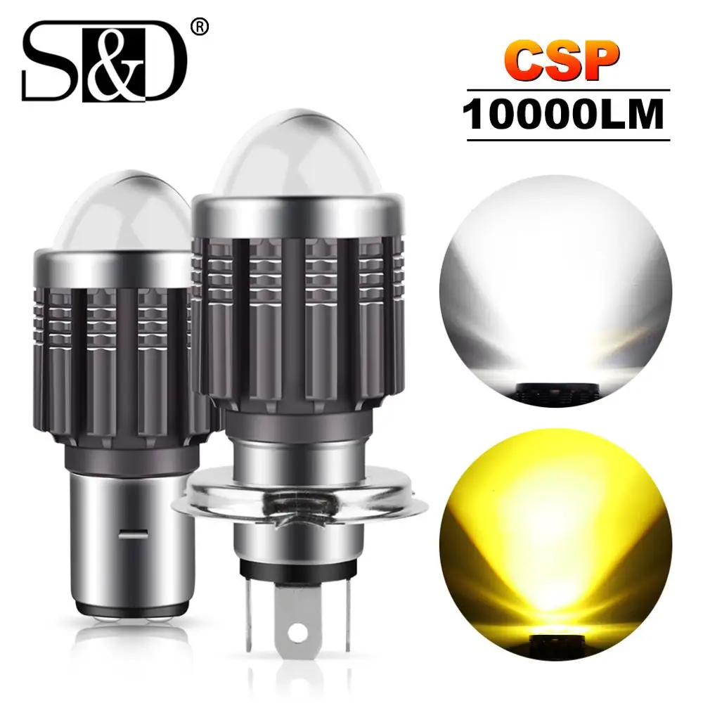 10000Lm H4 LED Moto H6 BA20D светодиодные лампы для мотоциклетных фар CSP линзы Белый Желтый