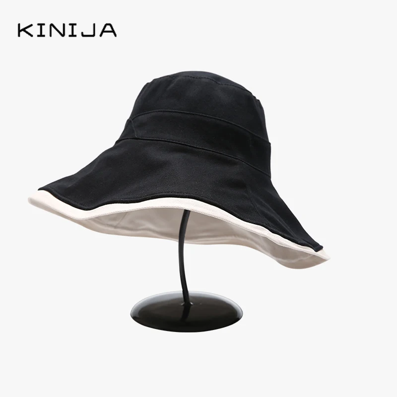 Панама женская двусторонняя с широкими полями Модная хлопковая пляжная от