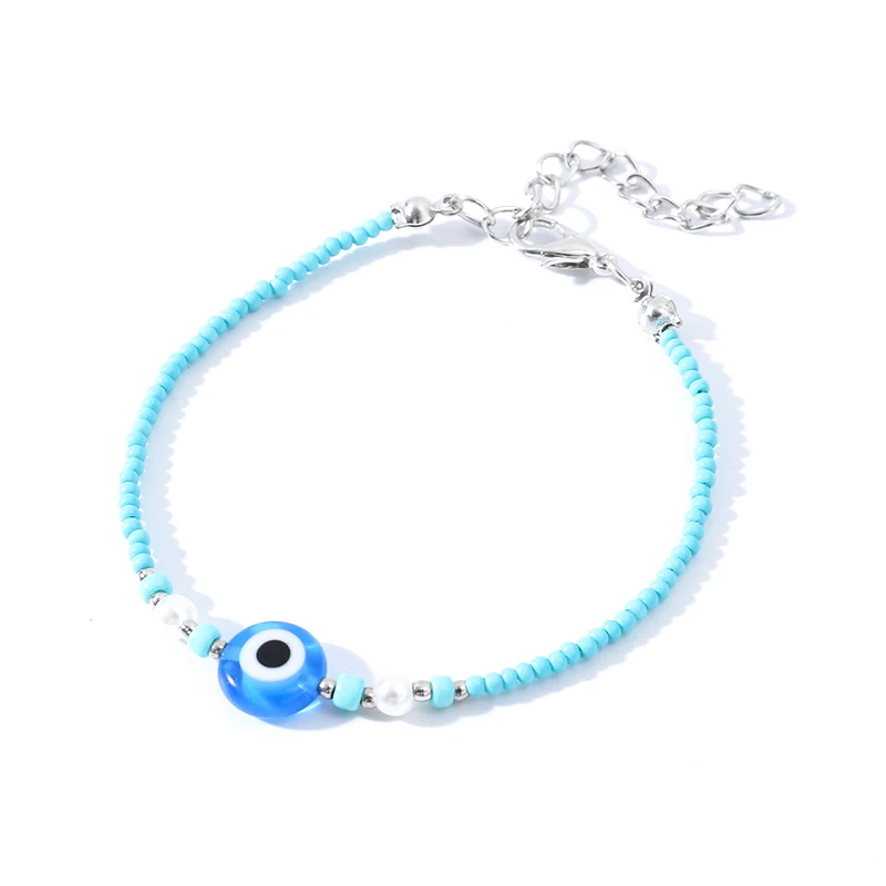 

Best Limited Blue Crystal Eyes Lucky Bracelets Turkish Evil Eye Star Palm Coconut Tree Charm Chain Bracelet for Women Rushed
