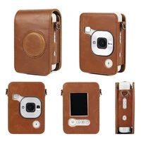 waterproof camera case bag retro pu leather cover with shoulder strap for fujifilm instax mini liplay instant film cameras