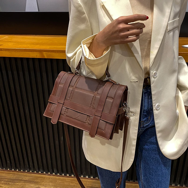 

VeryMe Trend Vintage Hasp Handbags For Women High Quality Crossbody Bags Personality Leather Ladies Totes Square Torebki Damskie