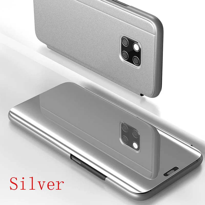 Умный зеркальный флип-чехол для huawei P20 P30 P10 Lite Pro Y9 Y7 Y5 Y6 P Smart mate 30 20 Pro для Honor V20 10 Lite 8X 9X чехол - Цвет: Silver