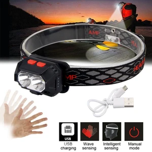 Фонарь налобный светодиодный с датчиком движения, красный и белый