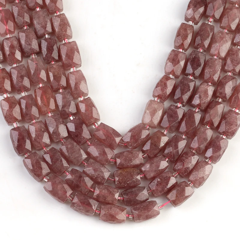 

11*16mm Natural Faceted Strawberry Quartzs Stone Beads Octagonal Spacer Beads for Jewelry Handmade Bracelet Accessories 15''