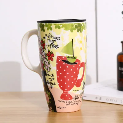 Red fruit cup С крышкой Питьевая чашка большая кофейная чашка Бытовая Мода парный керамический чашка - Цвет: Red fruit cup
