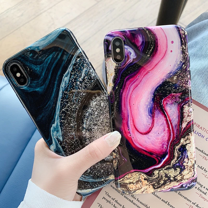 LACK ретро текстура мрамор мягкий IMD чехол для телефона для iPhone 11 11Pro Max X XS Max XR 6 6S 7 8 Plus карамельный цвет матовая задняя крышка