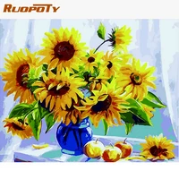 ruopoty diy frame sunflower diy oil painting by numbers modern wall art canvas painting acrylic paint unique gift for home decor