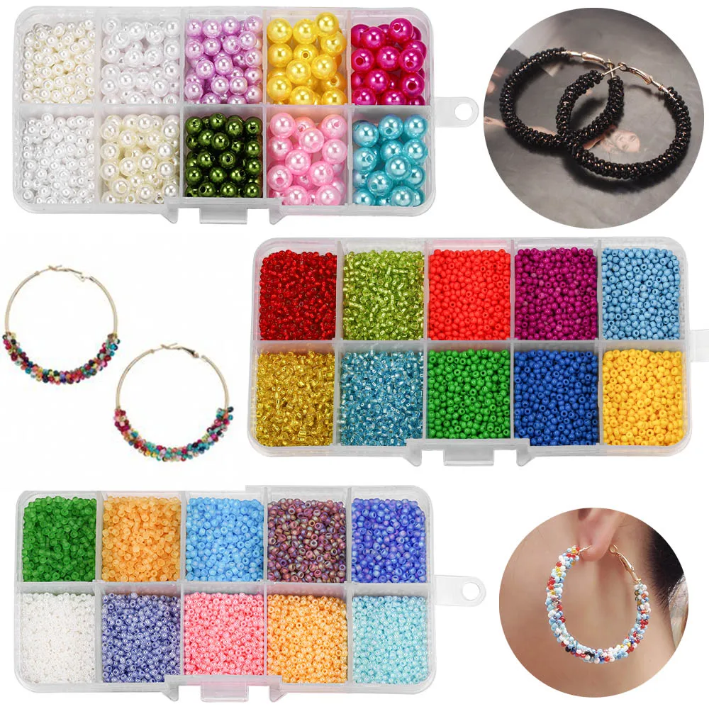 

600-9000Pcs Seed Beads Cechz Glass Beads Jewelry Making Supplies Set For DIY Bracelet Earring Hook Jewelry Making Kit