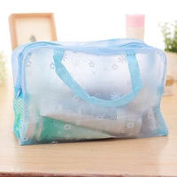 women travel storage bag toiletry organize waterproof pvc cosmetic bag portable floral transparent makeup bag female wash bag
