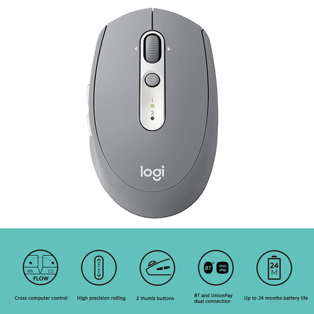 logitech m590 dual mode bluetooth compatible wireless mouse 1000 dpi 7 buttons cordless mute office mouse gaming mice free global shipping