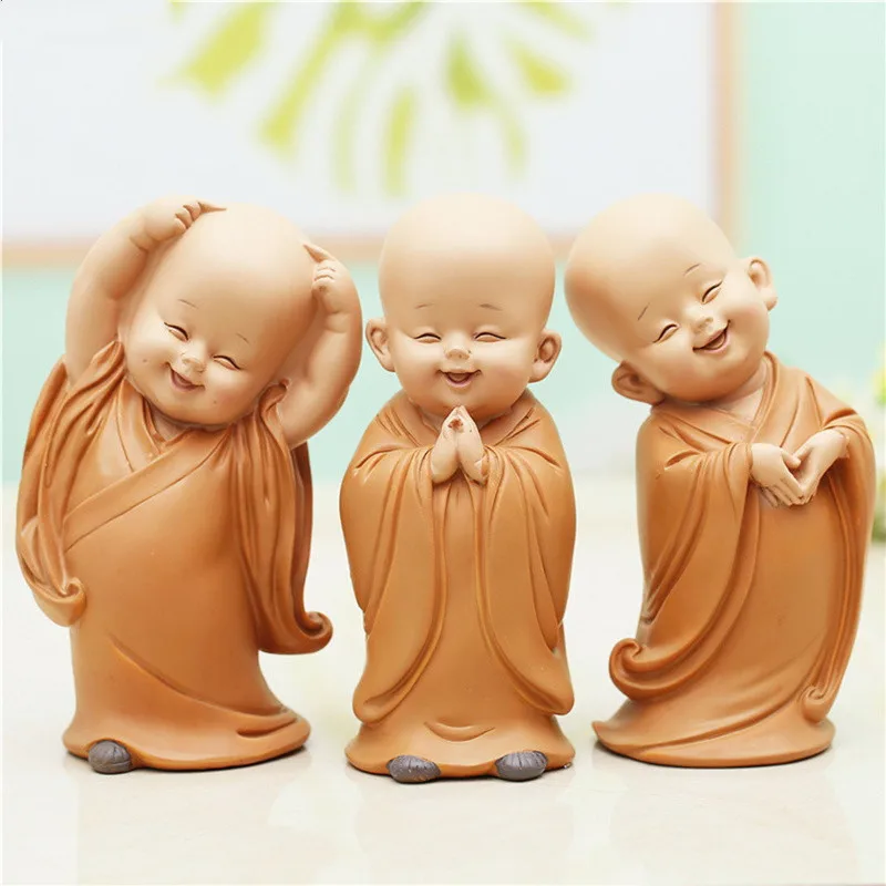 Скульптура маленького монаха из смолы в китайском стиле ручная резная статуя