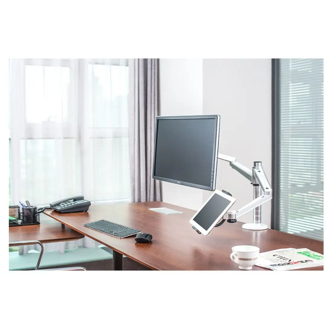 

XT-XINTE Aluminum Alloy Double-section Arm Combined Bracket Adjustable For Monitor 9-10 inch Tablet PC Desktop Laptop Notebook