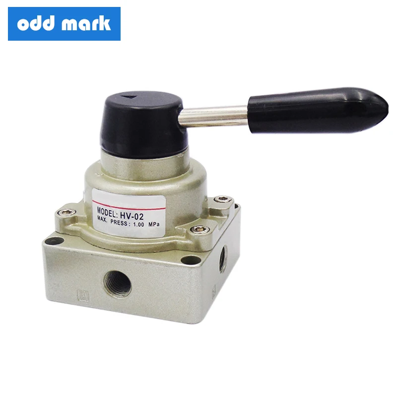 

Free shipping HV-02 HV-03 HV-04 4 Port 3 Position 1/4" 3/8" 1/2" BSPT Hand Operated Pneumatic Valve Rotary Manual Control