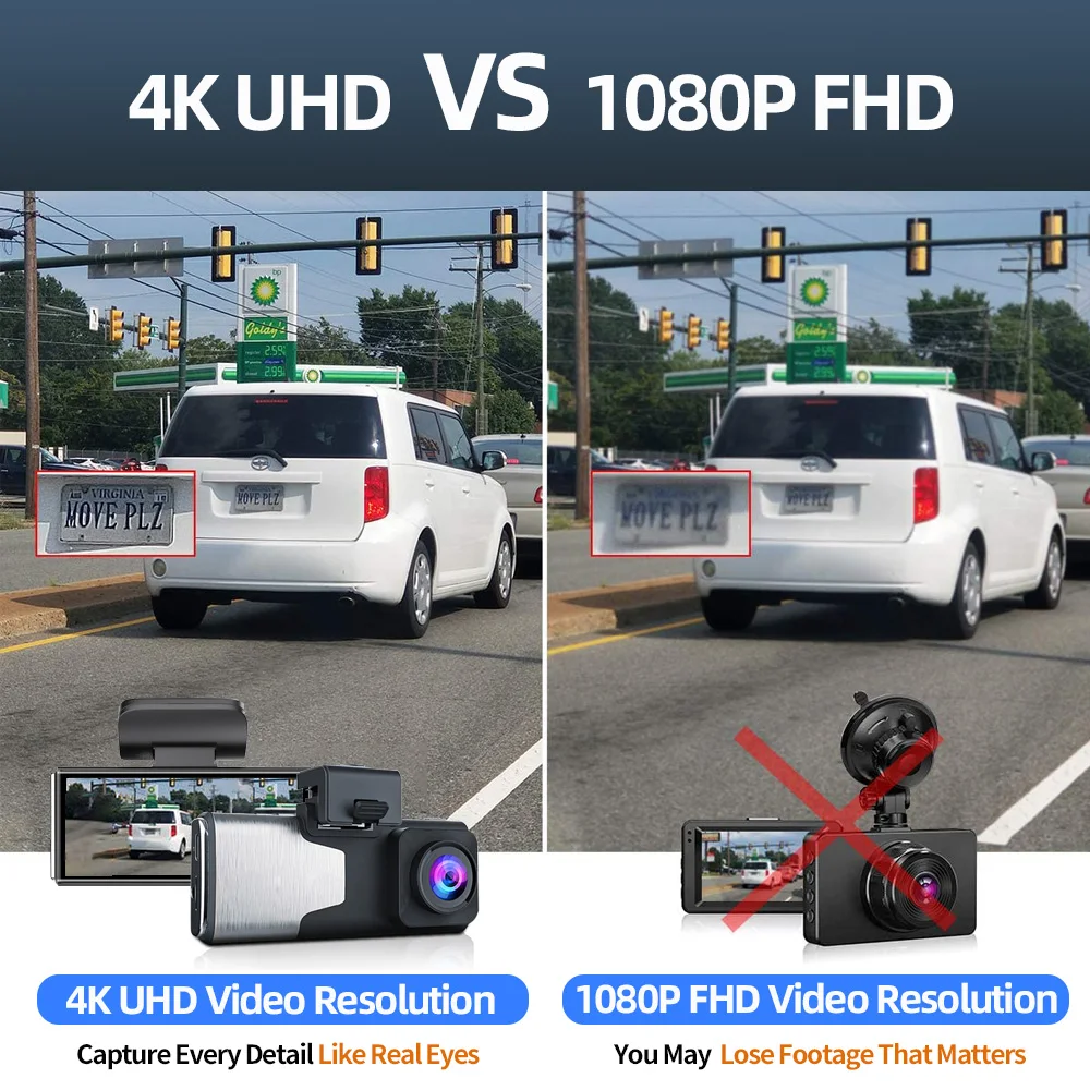 Видеорегистратор BOENKAI UHD 4K с 1080P камерой заднего вида Wi-Fi Автомобильный