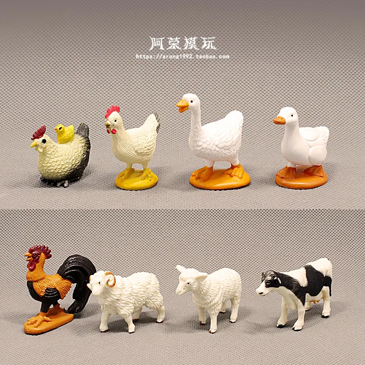 

Simulation Farm Animals Model Chickens Duck Goose Cows Sheep Pig Fairy Garden Miniatures Decor Action Figures Figurines Toys