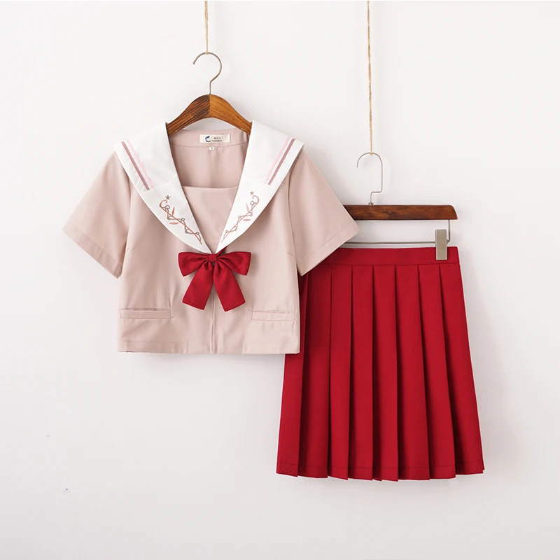 Новый 2021 школьная Униформа с укороченными рукавами светильник розовая рубашка