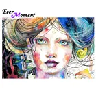 Картина из страз Ever Moment, квадратная мозаика с изображением женщины, разноцветные волосы, лимонные Стразы, алмазная вышивка, украшение ASF2039
