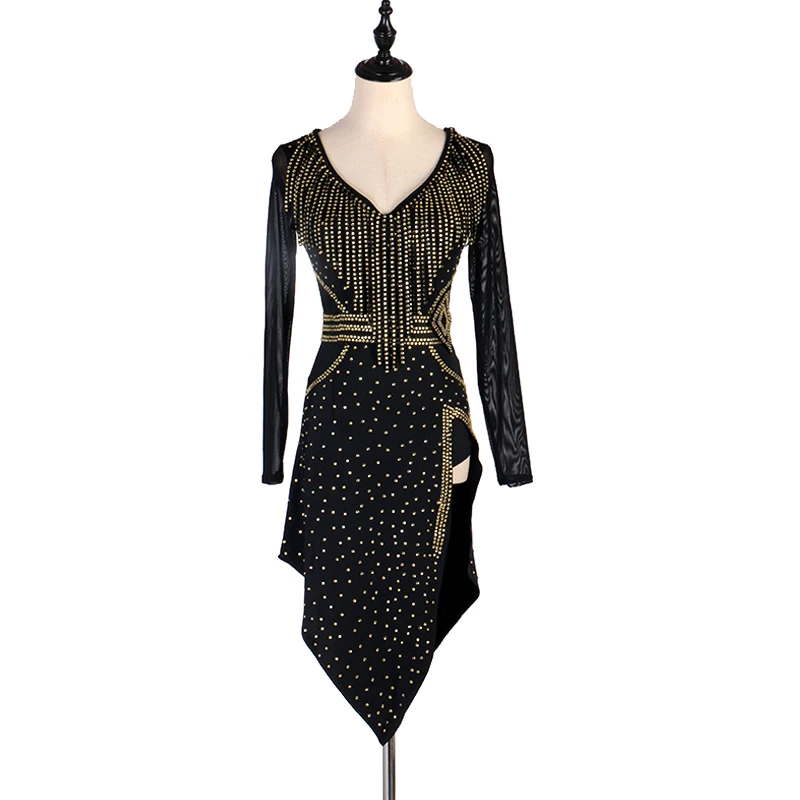 

Продвинутая юбка для латинских конкурсов, женская, с длинным рукавом, для профессиональных танцев, для самбы, для взрослых, для румбы, латинс...