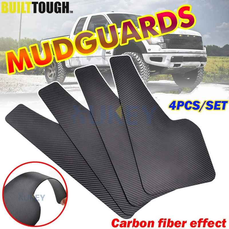 

Front Rear 4pcs Set Universal Mud Flaps Splash Guards Mudguards Carbon Fiber effect Mudflaps Car Auto Van SUV Pickup Accessories