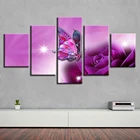 Модульные картины на холсте с изображением бабочек и фиолетовых цветов