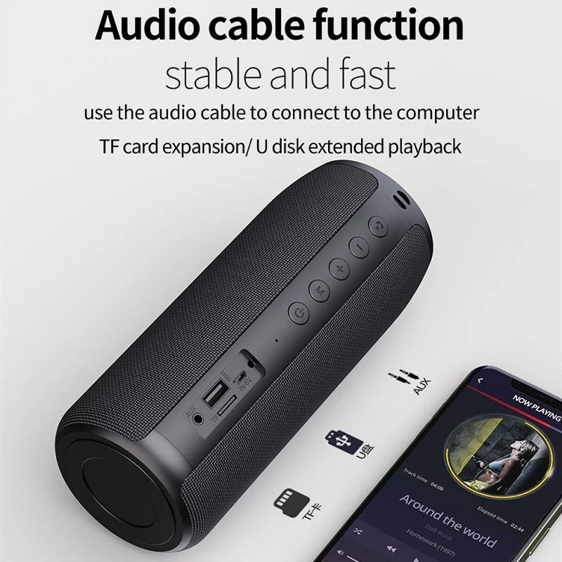 

Wireless Bluetooth Speaker Portable Sound Column Waterproof Subwoofer with FM Radio TWS USB for Outdoor Sports Computer Soundbox