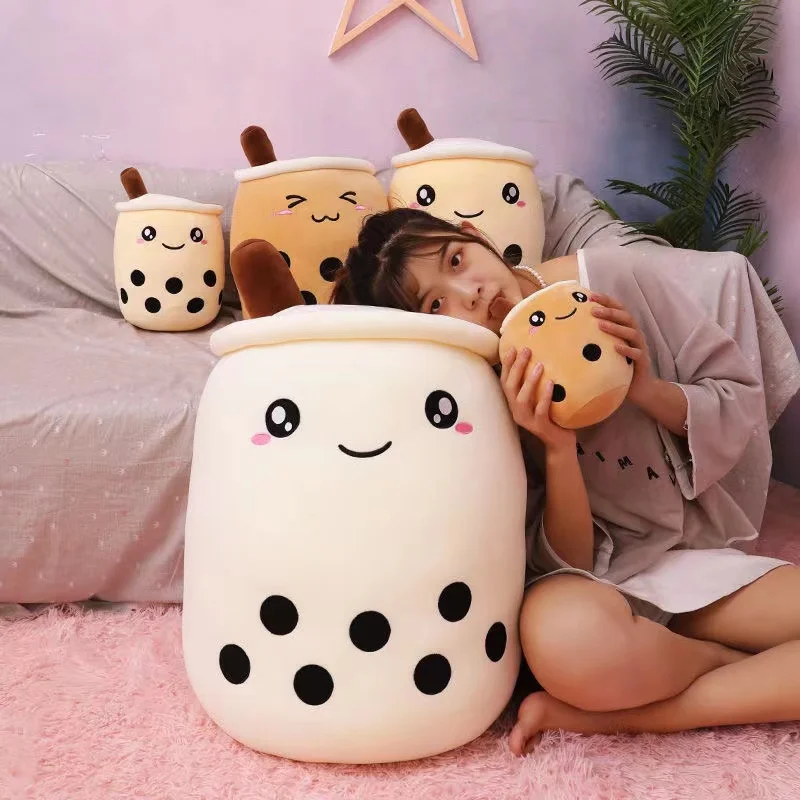 

24CM Cute Fruit Drink Plush Stuffed Soft Pink Strawberry Milk Tea Plush Stuffed Animals Animal Crossing Toys