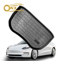 1pcs car front trunk mat for tesla model 3 car accessories black tpe waterproof wearable protective pads mat compatible 2020