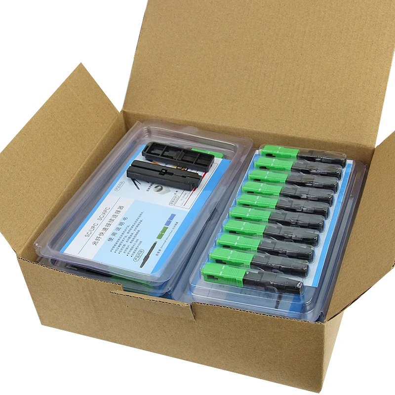 Embedded SC APC Fiber Optic Fast Connector FTTH single mode fiber optic SC quick connector green adapter Field Assembly