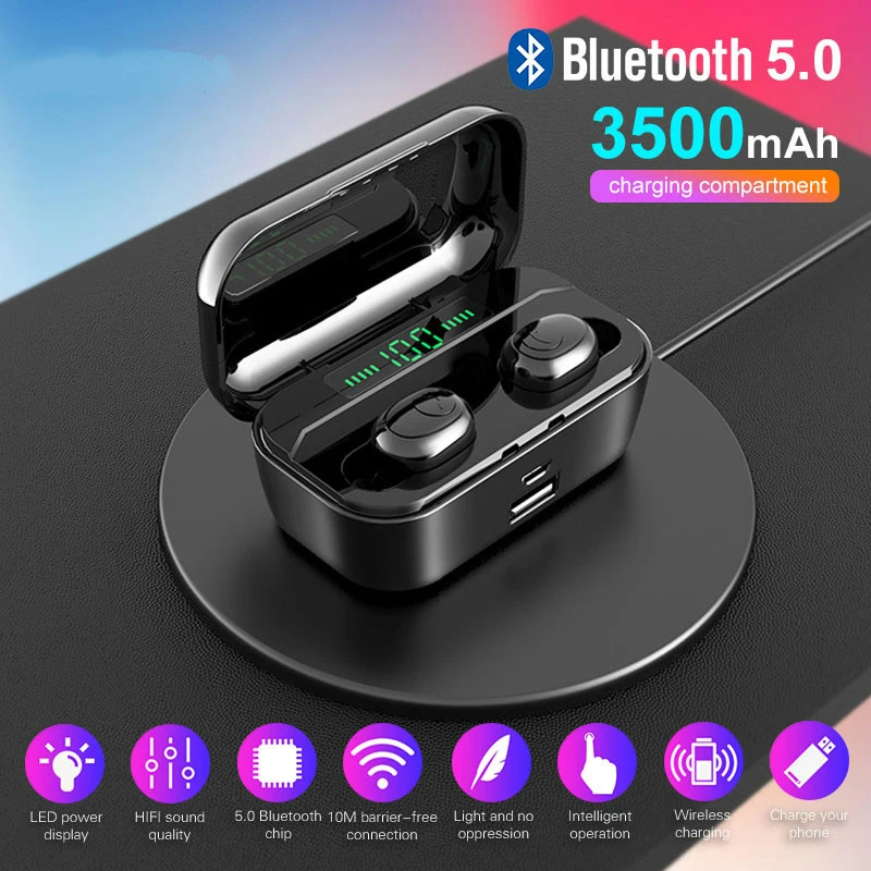 Мини Новые Bluetooth наушники G6s TWS IPX7 8D бас беспроводной зарядки светодиодный дисплей 3500 мАч многофункциональные наушники гарнитура