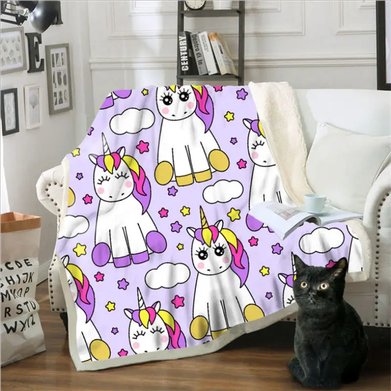 Вязаное одеяло с рисунком единорога для дивана 150 см X 200 капюшоном одеяла ручная