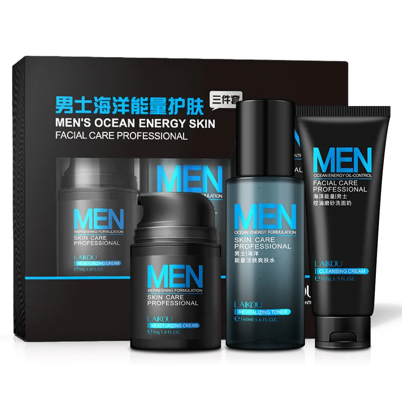 Laikou Men skin care set Face Cream Toner Skin Care Whitening Acne Treatment Moisturizing Repair Oil Control 3pcs |