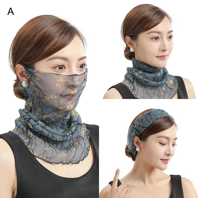 

Multipurpose Women Gauze Neck Gaiter Face Scarf Sun Protection Lightweight Windproof Breathable Outdoor Headband EIG88