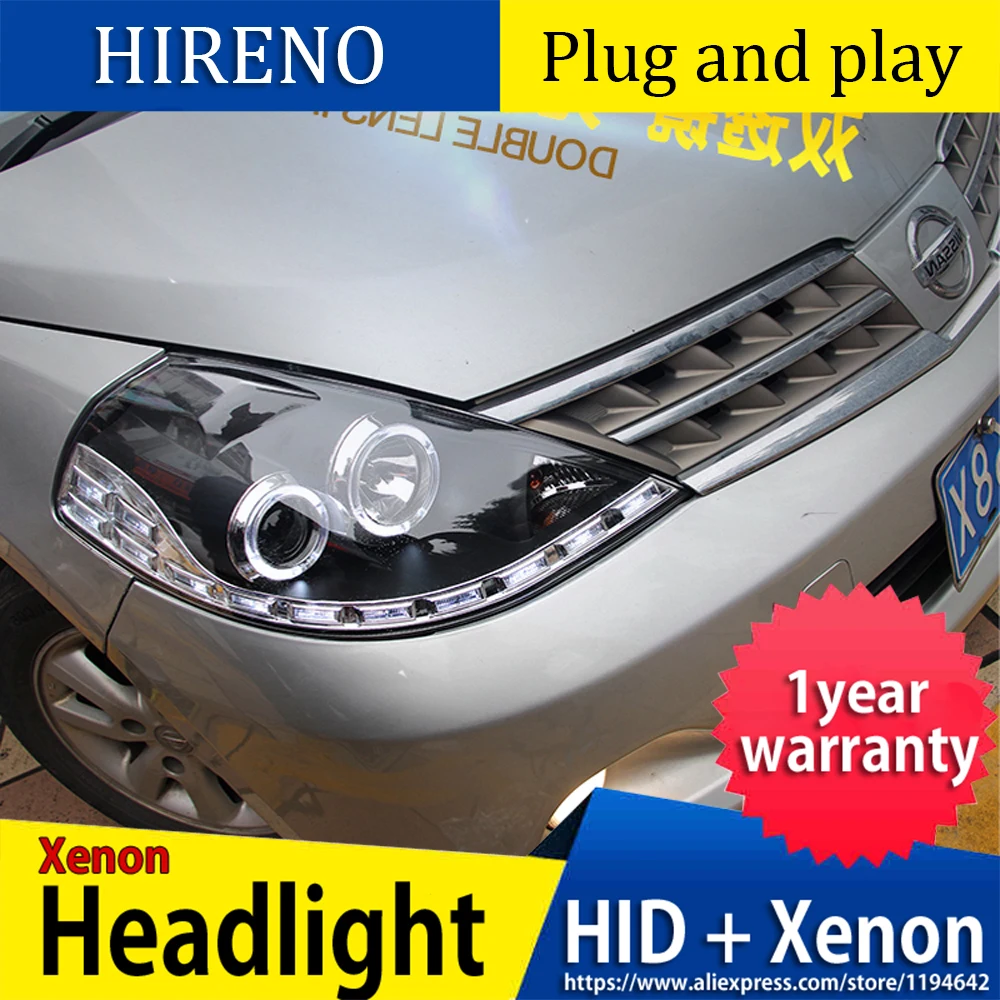 Чехол для автомобиля для Nissan Tiida фары 2008-2010 Tiida фары светодиодный DRL Объектив двойной луч HID