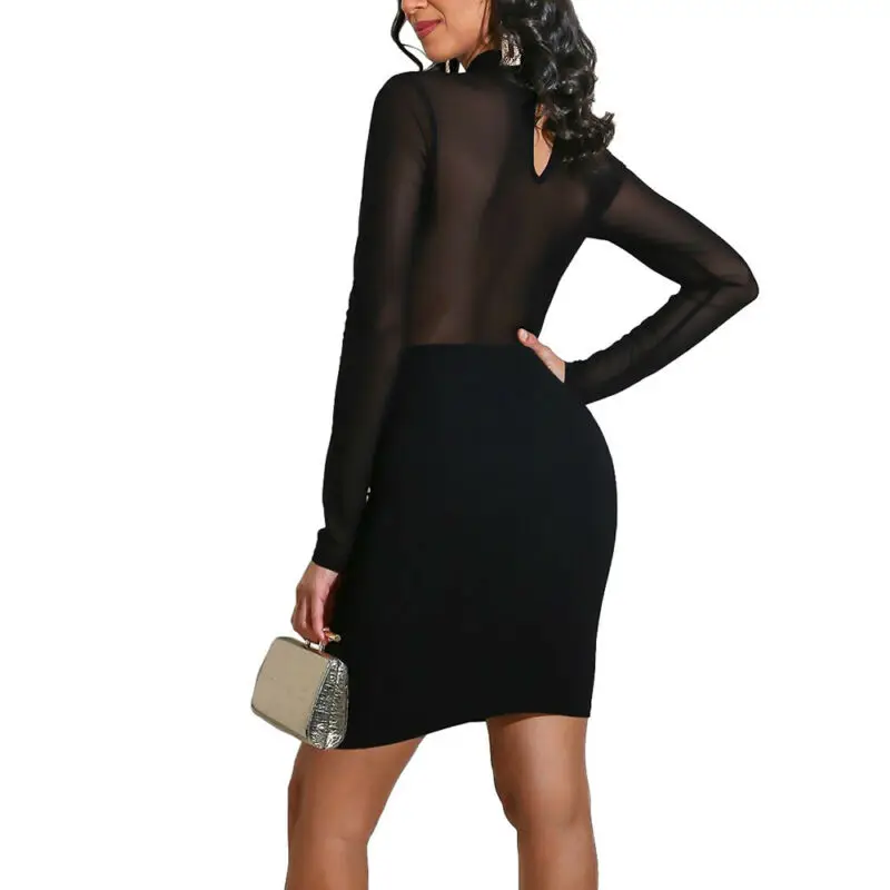 

VICABO Women Dresses Plain Sexy Mesh Hollow Out Bodycon Dress Summer Party Cocktail Dresses Sheath Dress 2021